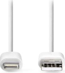 Nedis synchronizační a nabíjecí kabel/ Apple Lightning 8-pin zástrčka - USB A zástrčka/ bílý/ bulk/ 1m