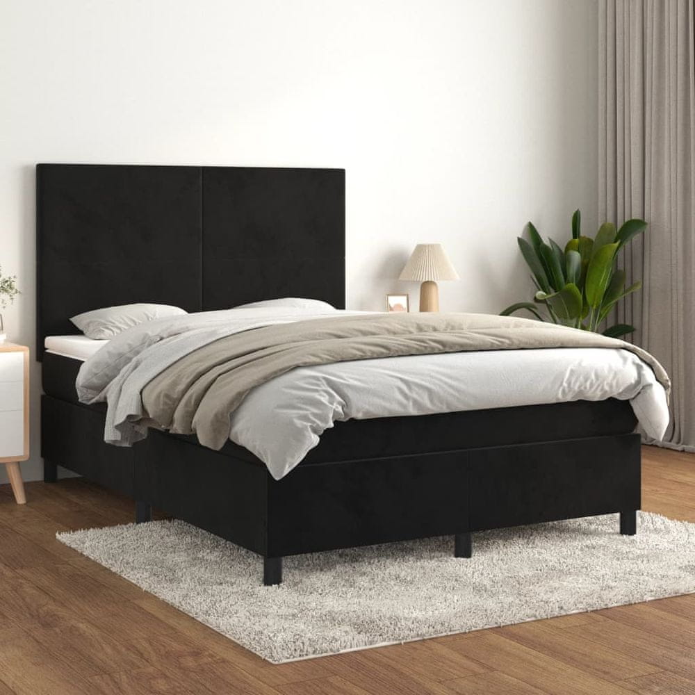 Petromila vidaXL Posteľný rám boxspring s matracom čierny 140x200 cm zamat