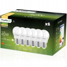 LUMILED 6x LED žiarovka E27 P45 5W = 40W 470lm 3000K Teplá biela 180°