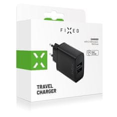 FIXED Nabíječka do sítě 2xUSB, 15W Smart Rapid Charge - černá