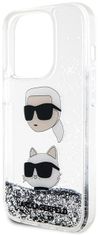 Karl Lagerfeld Kryt KLHCP14LLDHKCNS iPhone 14 Pro 6.1" silver hardcase Liquid Glitter Karl & Choupette Heads (KLHCP14LLDHKCNS)