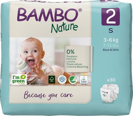 Bambo Nature Plienky jednorazové 2 S (3-6 kg) 30 ks