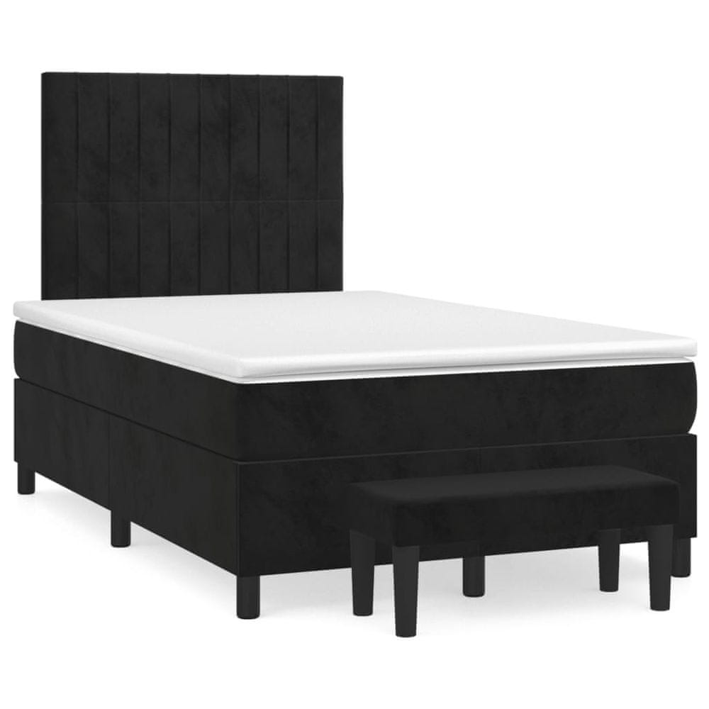 Vidaxl Posteľný rám boxspring s matracom čierny 120x200 cm zamat