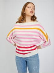 Orsay Ružovo-krémový dámsky pruhovaný sveter S