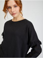 Orsay Čierny dámsky sveter s ozdobnými rukávmi XS