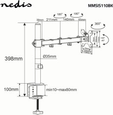 Nedis stojan pro monitor 15-32", čierna