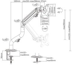 Gembird naklápěcí držiak monitoru, na stůl, až 32", 8kg, čierna