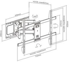 Gembird držiak TV, 37"-80" (60kg), otočný, náklopný