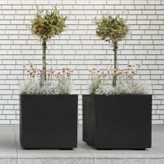 botle Kvetináč kvetinový box terasa Čierna na kolieskach imitácia betón Výška 39cm 36L