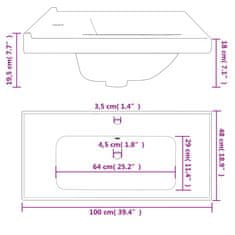 Vidaxl Kúpeľňové umývadlo biele 100x48x19,5 cm obdĺžnikové keramické