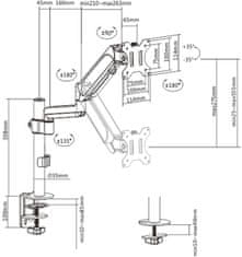 Gembird naklápěcí držiak monitoru, na stůl, až 32", 9kg, čierna