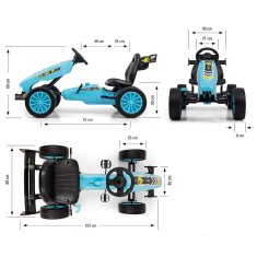 MILLY MALLY Detská šliapacia motokára Go-kart Rocket tyrkysová