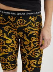 Žlto-čierne dámske vzorované krátke legíny Versace Jeans Couture M