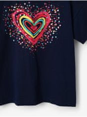 Desigual Tmavomodré dievčenské tričko Desigual Heart 110-116