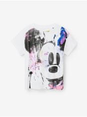 Desigual Biele dievčenské tričko Desigual Mickey Splash 122-128