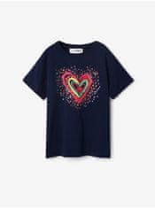 Desigual Tmavomodré dievčenské tričko Desigual Heart 110-116