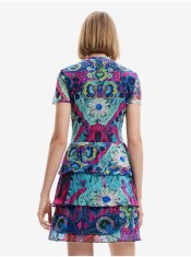 Desigual Modré dámske vzorované šaty Desigual Exeter-Lacroix XXL