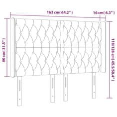 Vidaxl Čelo postele s LED tmavomodré 163x16x118/128 cm zamat