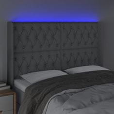 Vidaxl Čelo postele s LED bledosivé 163x16x118/128 cm látka