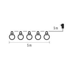 EMOS EMOS LED svetelná reťaz – 10x párty žiarovky, 5 m, vonkajšia aj vnútorná, multicolor DCPM01