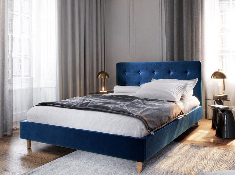 Veneti Manželská posteľ s úložným priestorom NOOR - 140x200, modrá