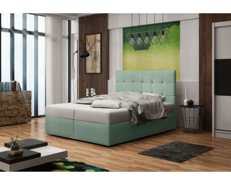 Veneti Čalúnená posteľ s úložným priestorom DELILAH 2 - 140x200, svetlo zelená