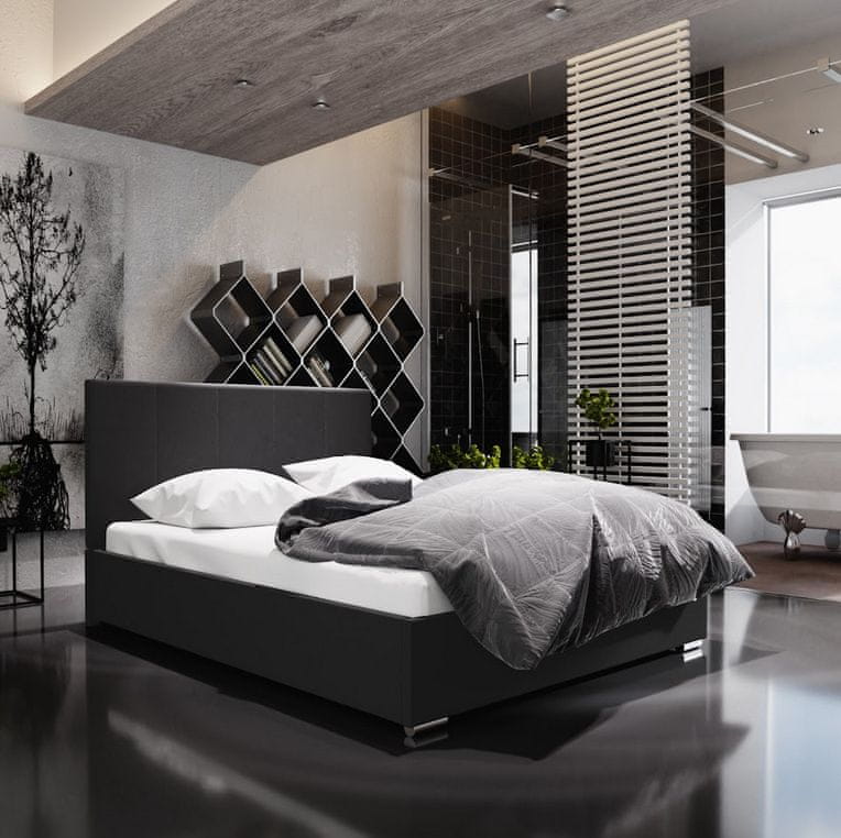 Veneti Jednolôžková posteľ s úložným priestorom FLEK 6 - 120x200, čierna