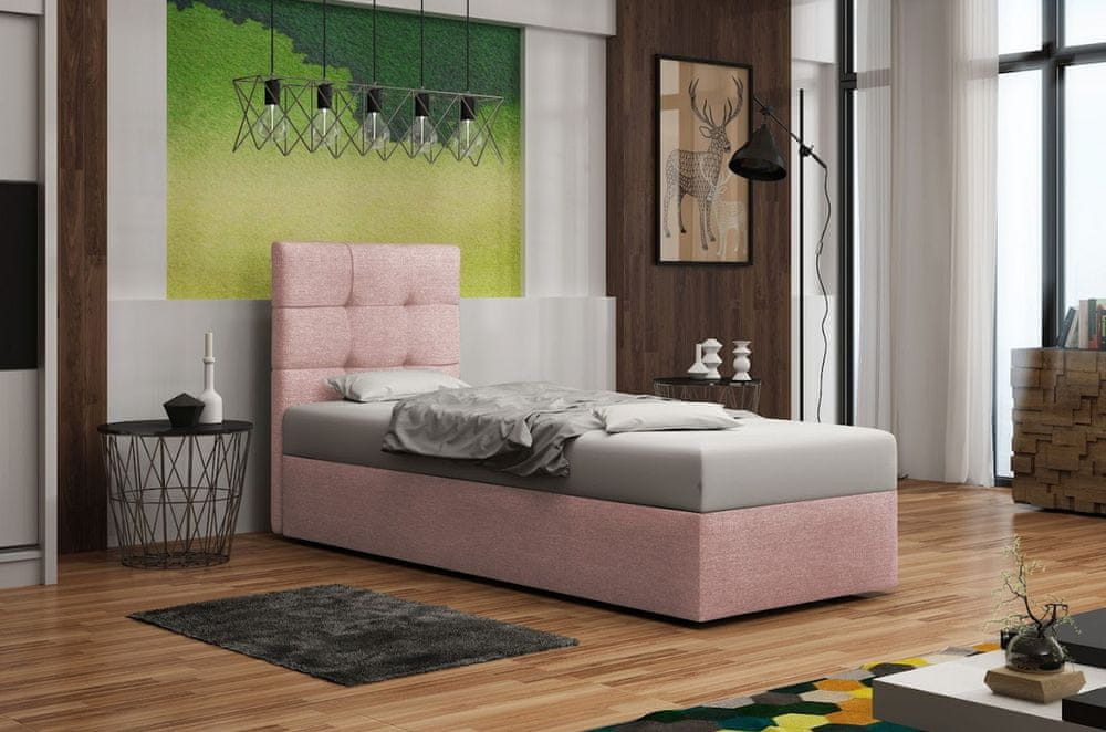 Veneti Čalúnená posteľ s úložným priestorom DELILAH 2 - 80x200, ľavá, ružová