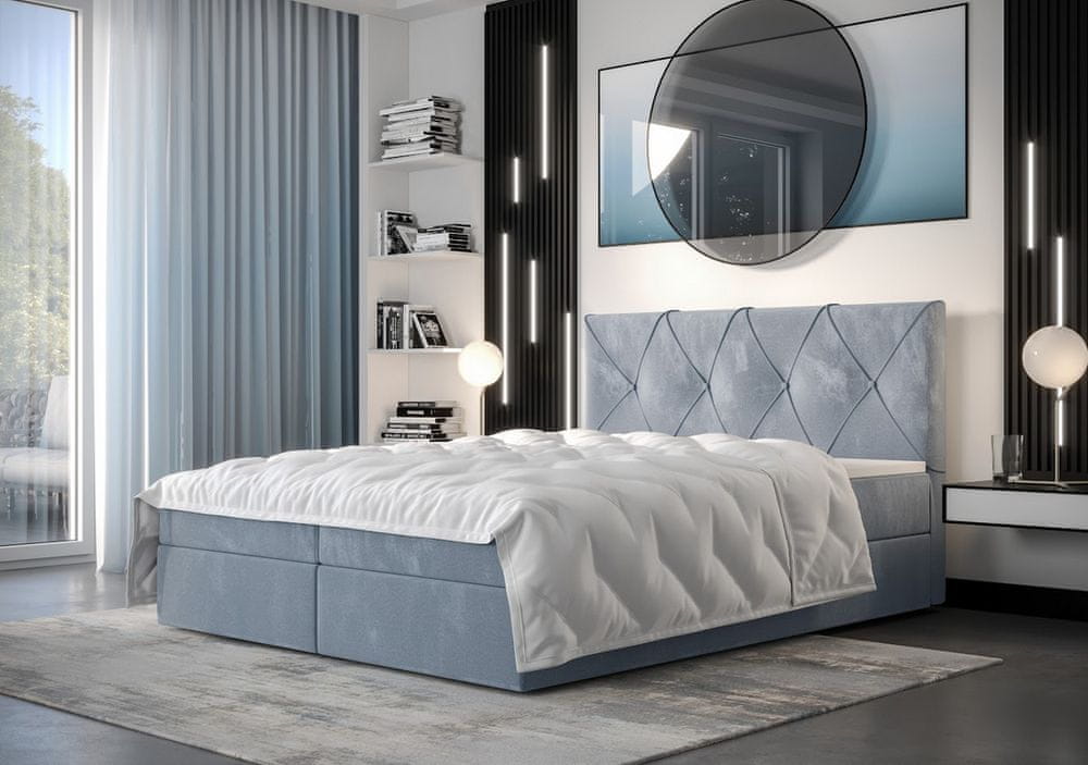 Veneti Hotelová posteľ s úložným priestorom LILIEN COMFORT - 160x200, modrá
