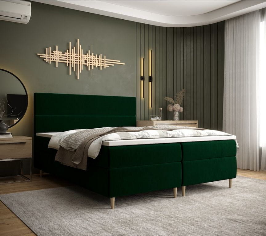 Veneti Boxspringová posteľ ANGELES - 120x200, tmavo zelená