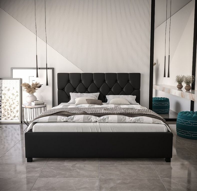 Veneti Manželská posteľ s úložným priestorom NARINE - 180x200, čierna