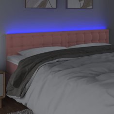 Vidaxl Čelo postele s LED ružové 180x5x78/88 cm zamat