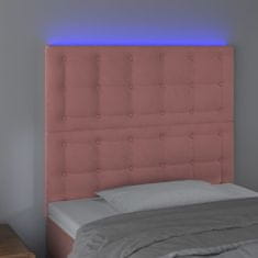 Vidaxl Čelo postele s LED ružové 90x5x118/128 cm zamat