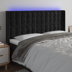 Vidaxl Čelo postele s LED čierne 203x16x118/128 cm zamat