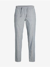 Jack&Jones Šedo-modré pánske melírované nohavice s prímesou ľanu Jack & Jones Stace S