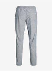 Jack&Jones Šedo-modré pánske melírované nohavice s prímesou ľanu Jack & Jones Stace S