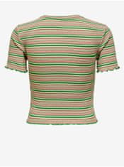 ONLY Zeleno-béžové dámske pruhované tričko ONLY Janie XS