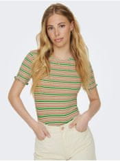 ONLY Zeleno-béžové dámske pruhované tričko ONLY Janie XS
