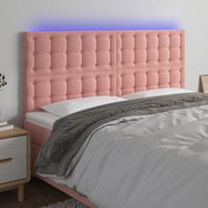 Vidaxl Čelo postele s LED ružové 180x5x118/128 cm zamat