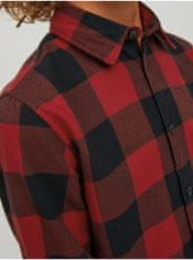 Jack&Jones Čierno-červená chlapčenská kockovaná košeľa Jack & Jones Gingham 164