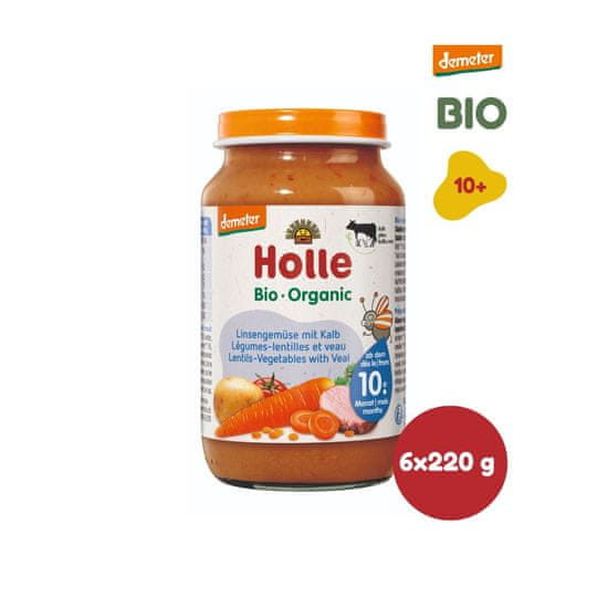 Holle Bio šošovka so zeleninou a teľacím 6 x 190 g