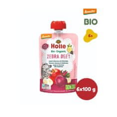 Holle Bio Zebra Beet 100% pyré jablko, banán, červená repa 6 x 100g