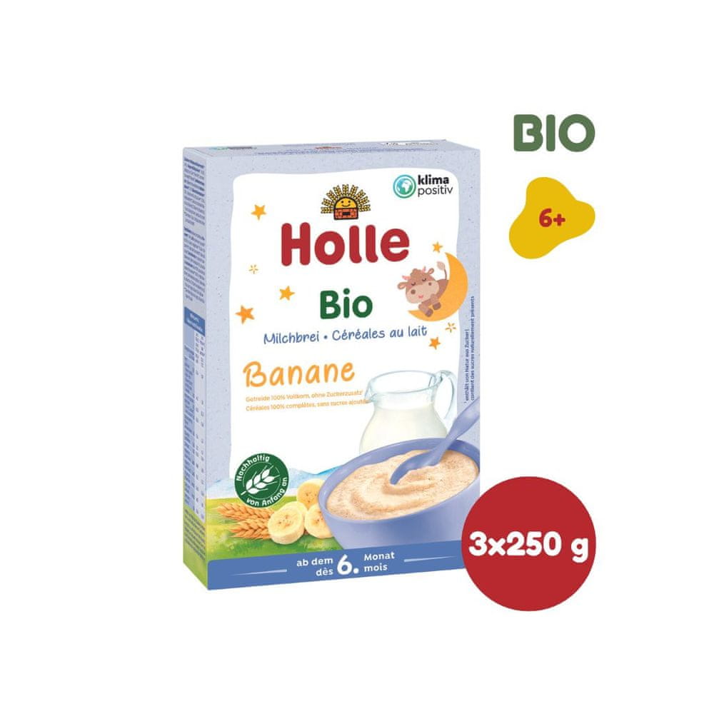 Holle Bio Banánová mliečna kaša - 3 x 250g