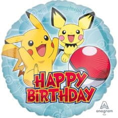 Balónik fóliový Happy birthday - narodeniny - Pokémon Pikachu - 43 cm