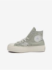 Converse Svetlozelené dámske členkové tenisky na platforme Converse Chuck Taylor All Star Lift 40