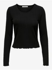 ONLY Čierne dámske rebrované tričko s dlhým rukávom ONLY Emma L