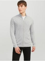 Jack&Jones Svetlosivý pánsky basic sveter Jack & Jones Hill XL