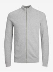 Jack&Jones Svetlosivý pánsky basic sveter Jack & Jones Hill XL