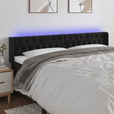 Vidaxl Čelo postele s LED čierne 183x16x78/88 cm zamat