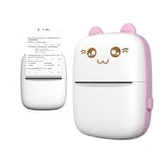 shumee Termálna tlačiareň štítkov Mini Cat z telefónu Bluetooth Fun Print Pink